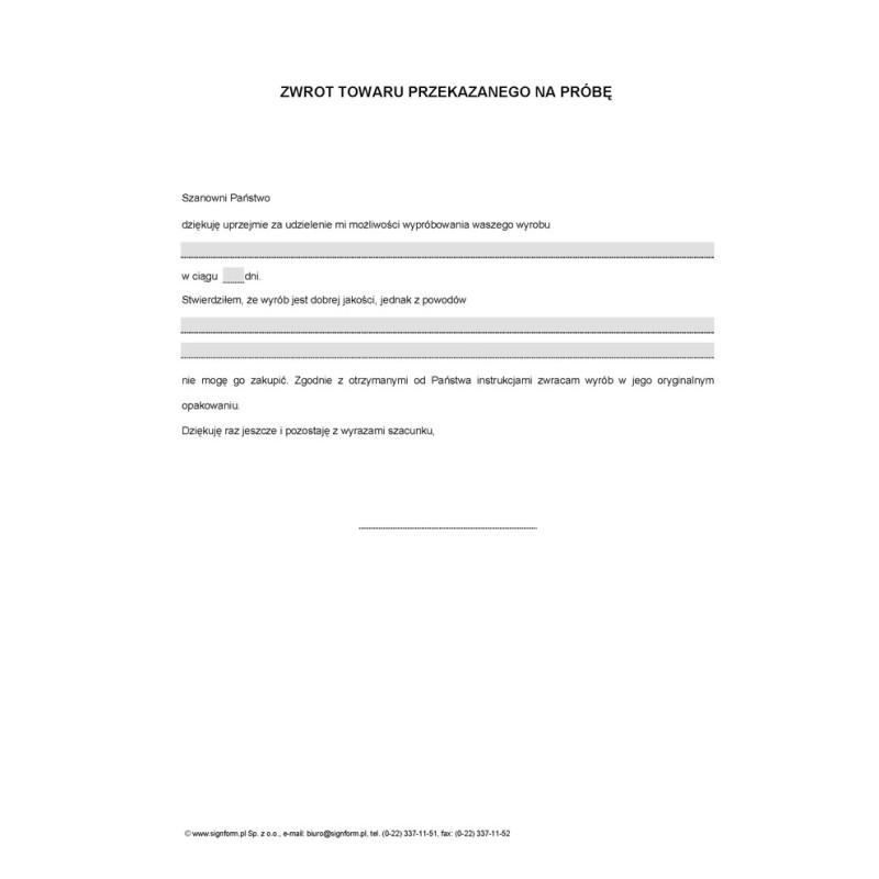 Prawo do zwrotu towaru