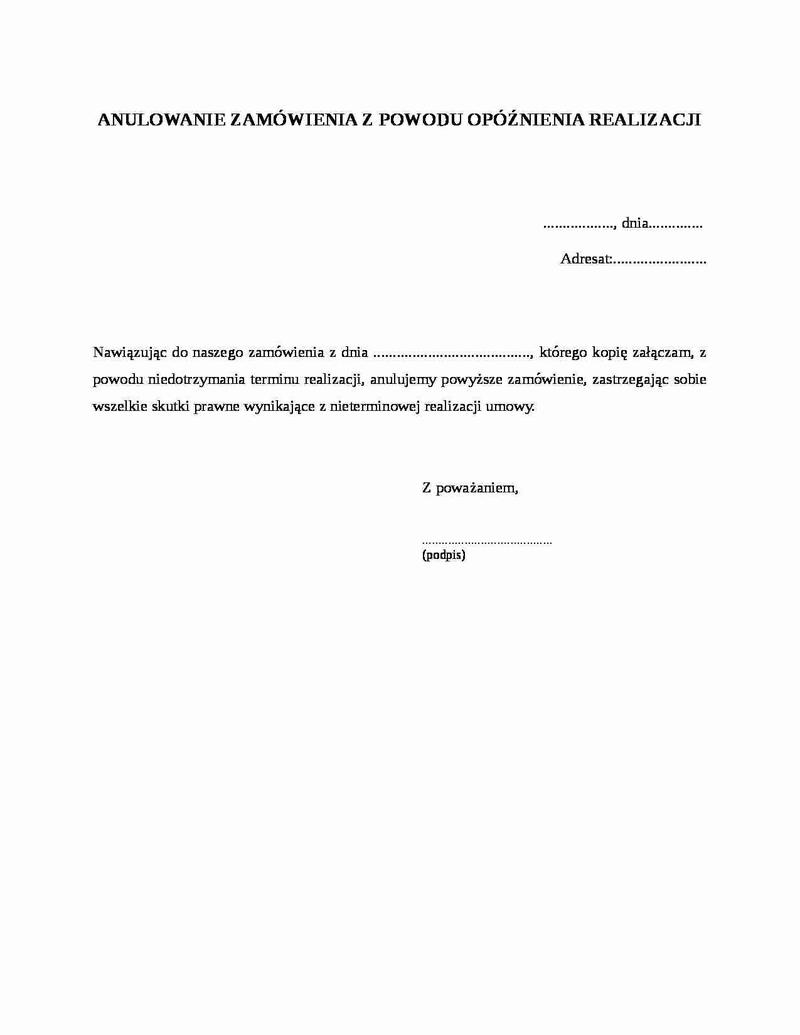 Czas na anulowanie zamówienia online