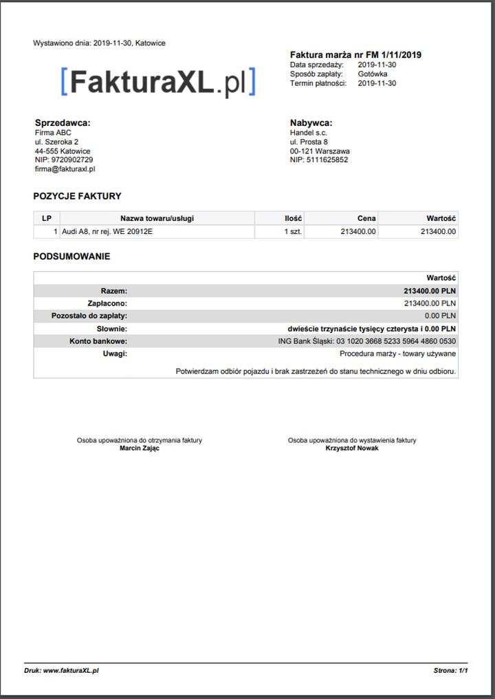 Zakup towarów marża